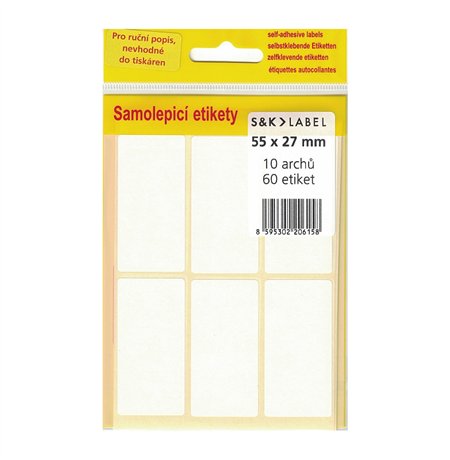 Samolepící štítky bílé v balení 55x