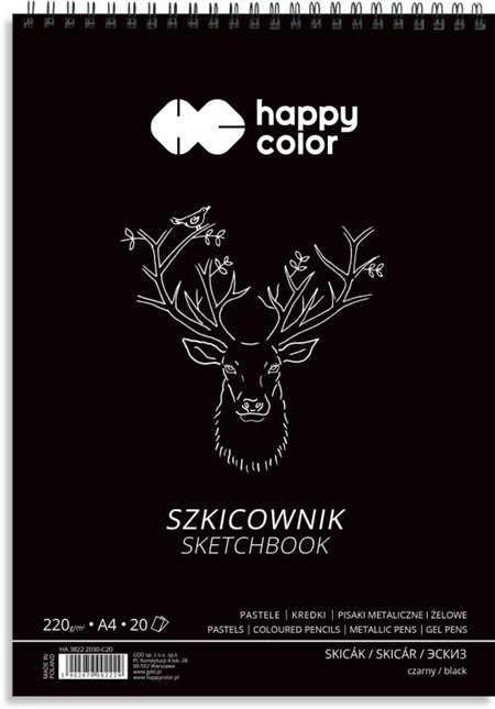 Skicák černý A4 kroužkový 220g 20 l