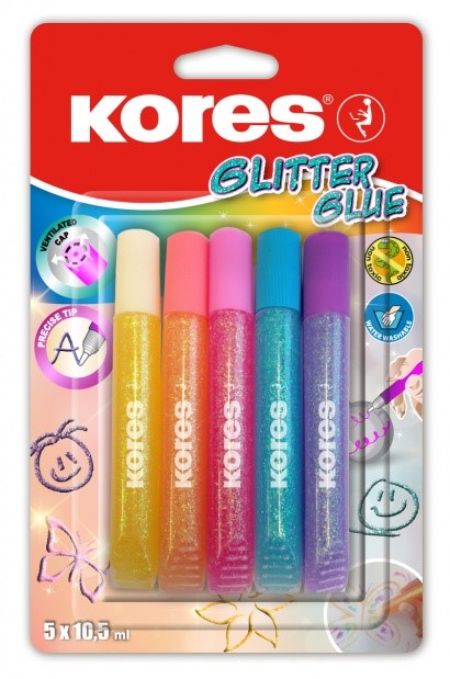 Glitrové lepidlo pastelé Kores
