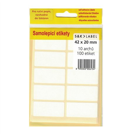 Samolepící štítky bílé v balení 42x