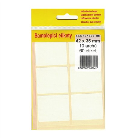 Samolepící štítky bílé v balení 42x